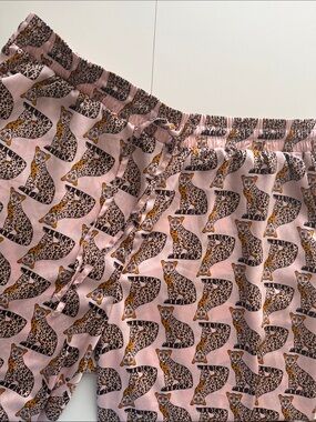 Leopard Print Satin Pajama Pants - Pink & Gold